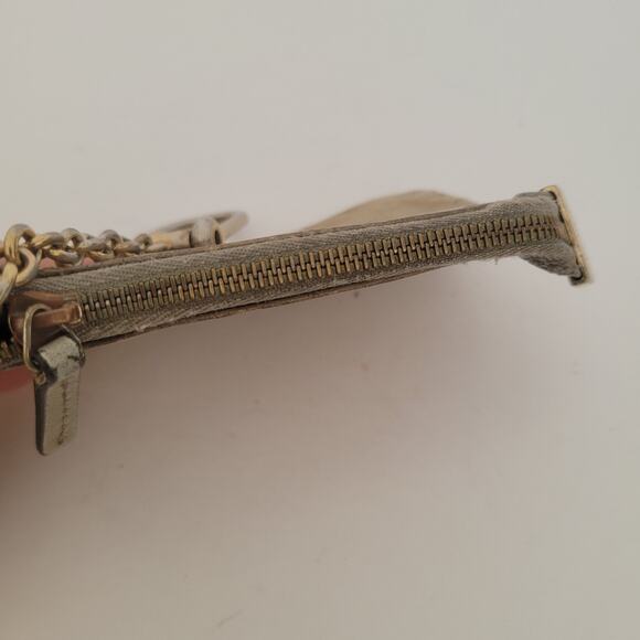 Gucci Logo Key Ring Fob Wallet Zip Pouch Monogram White Leather Compact Fair - Picture 8 of 11